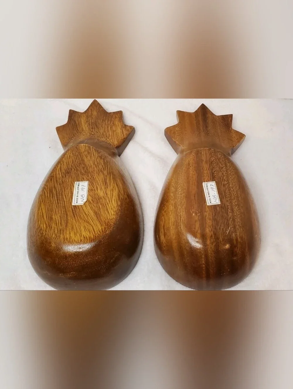 Boho Tiki Pineapple Wood Bowls Set of 2 Philippines 10.5